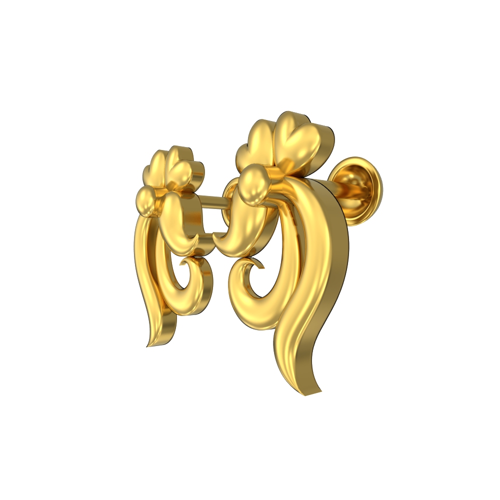 Flower Shape With Leaf Earring Gold