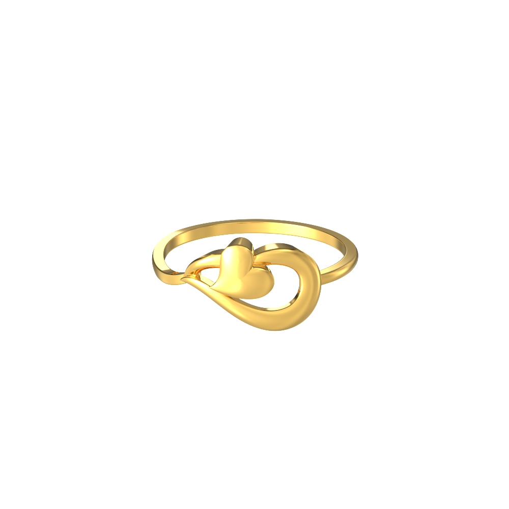 Glossy Heart Gold Ring