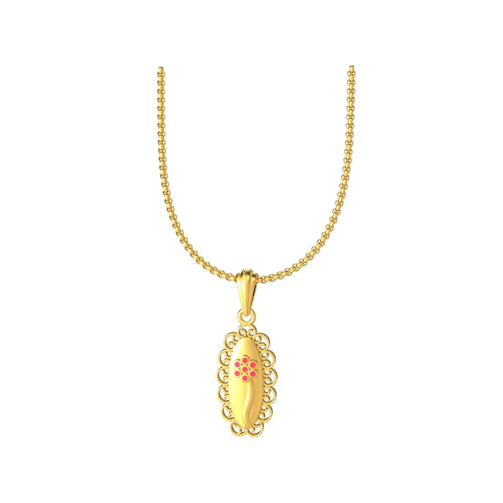 Gold Stone Geometric Oval pendant