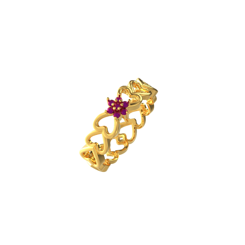 Gold With Stone Heart Shape Ring (2)