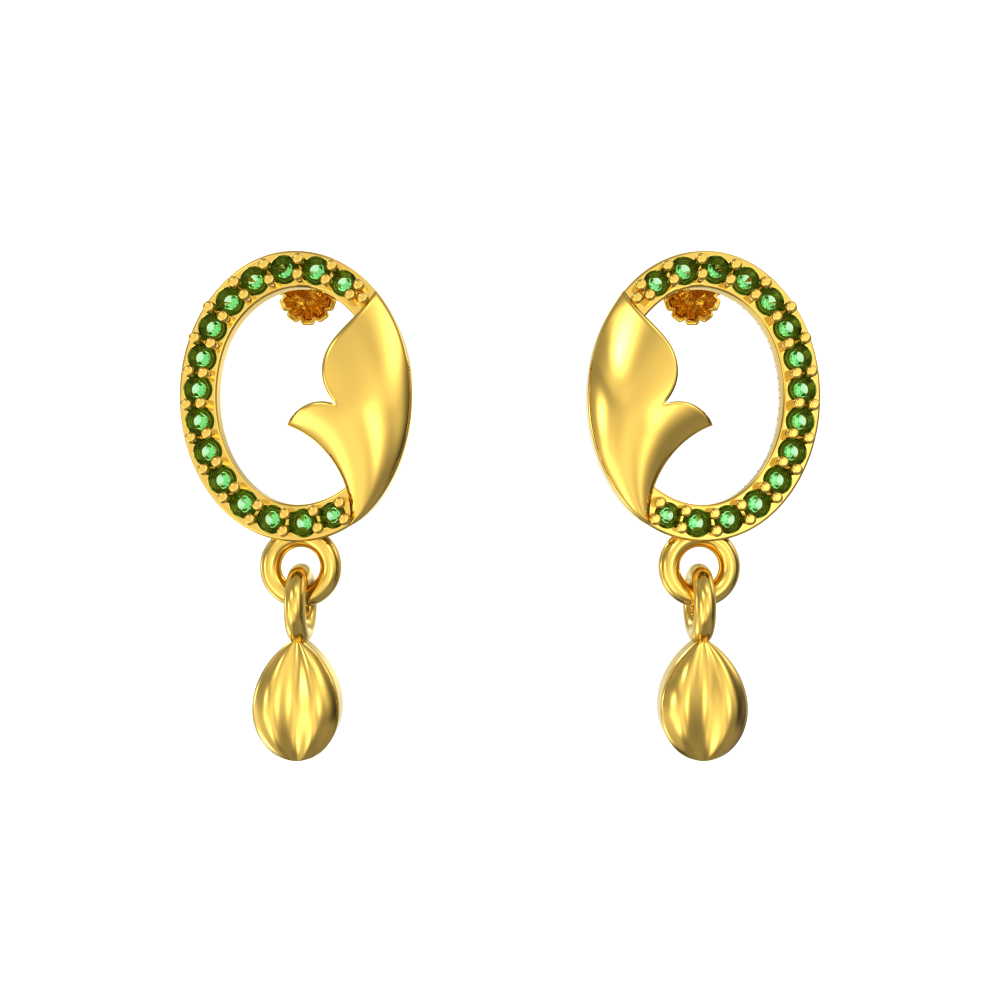 Green Gold Plated Oval Shape Earrings