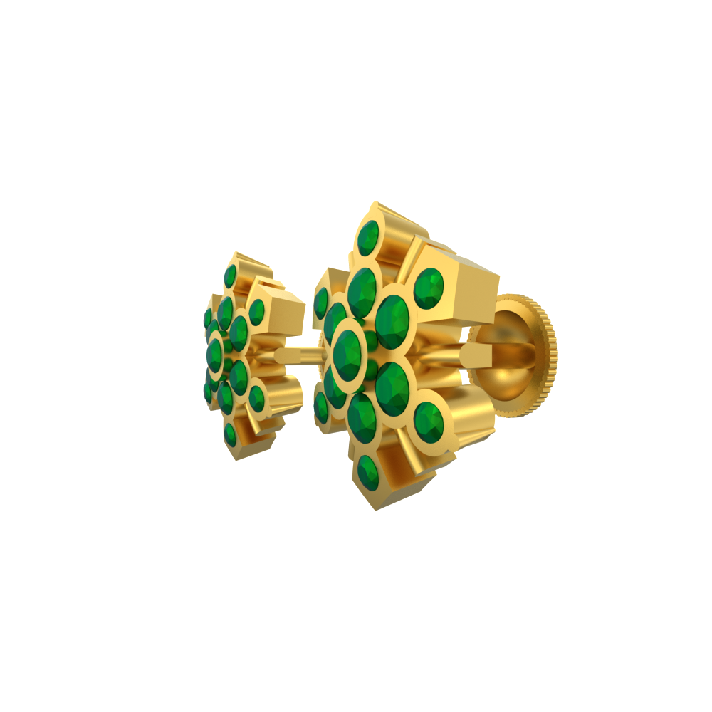 Green Stone Natural Gold Studs Chennai