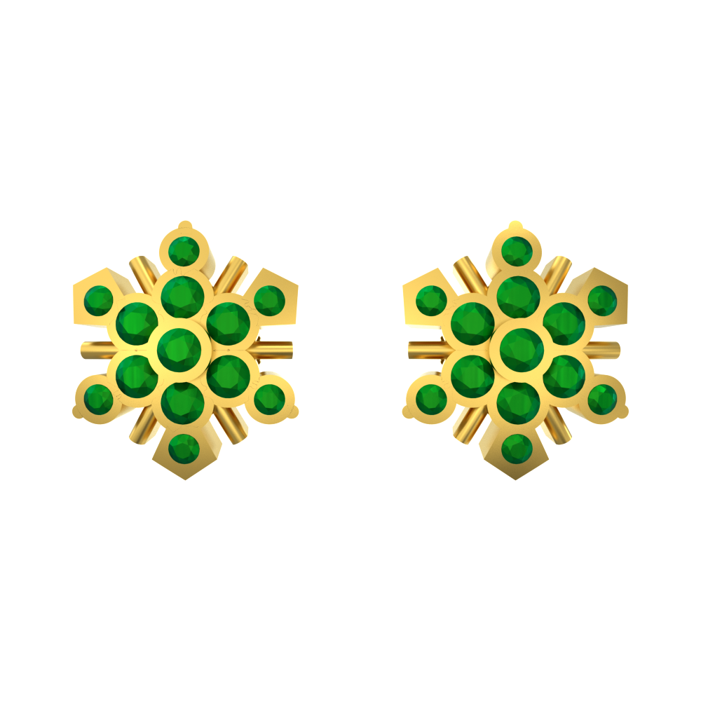 Green Stone Natural Gold Studs