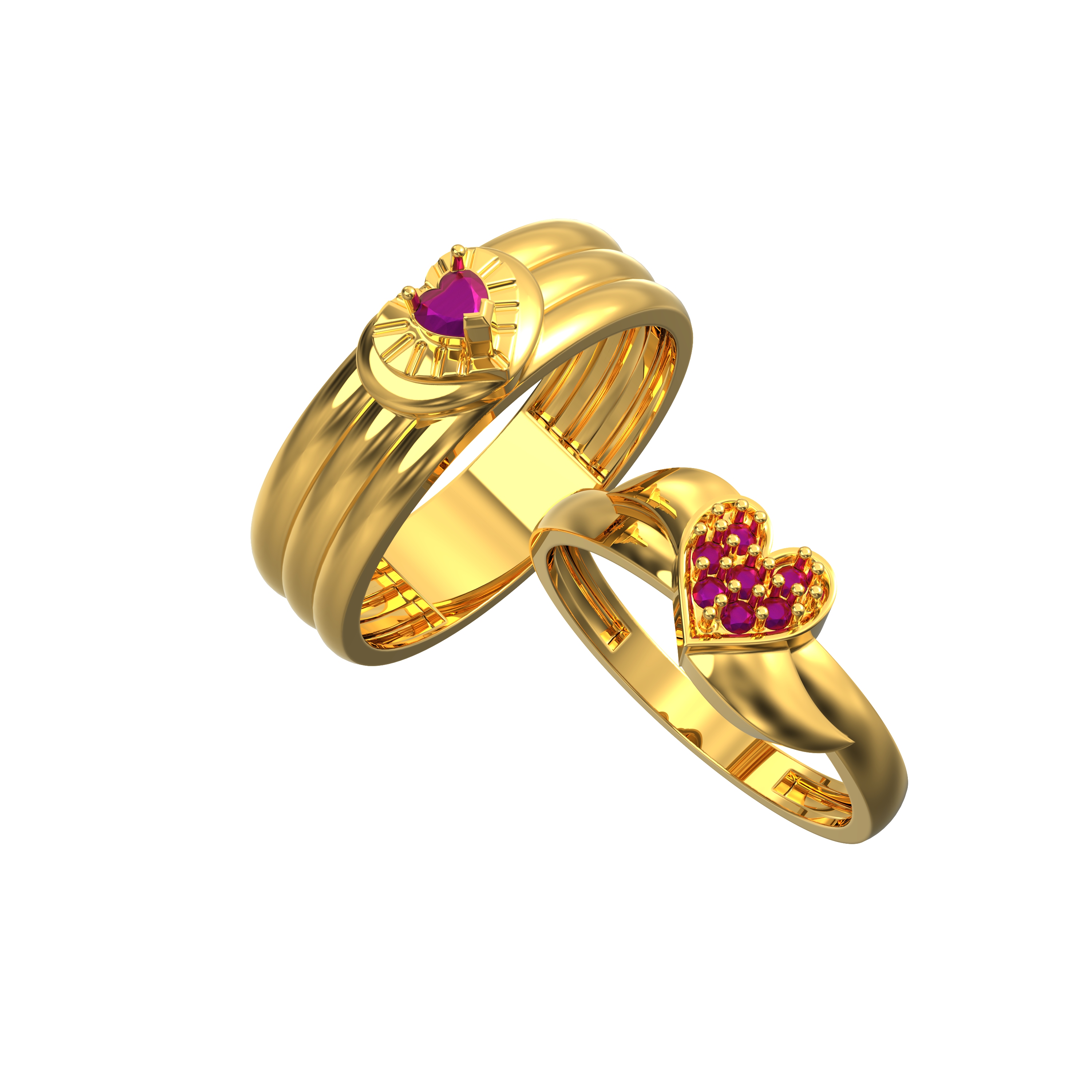 SPE Gold - Vintage Heart Couples Stone Gold Ring - Poonamallee