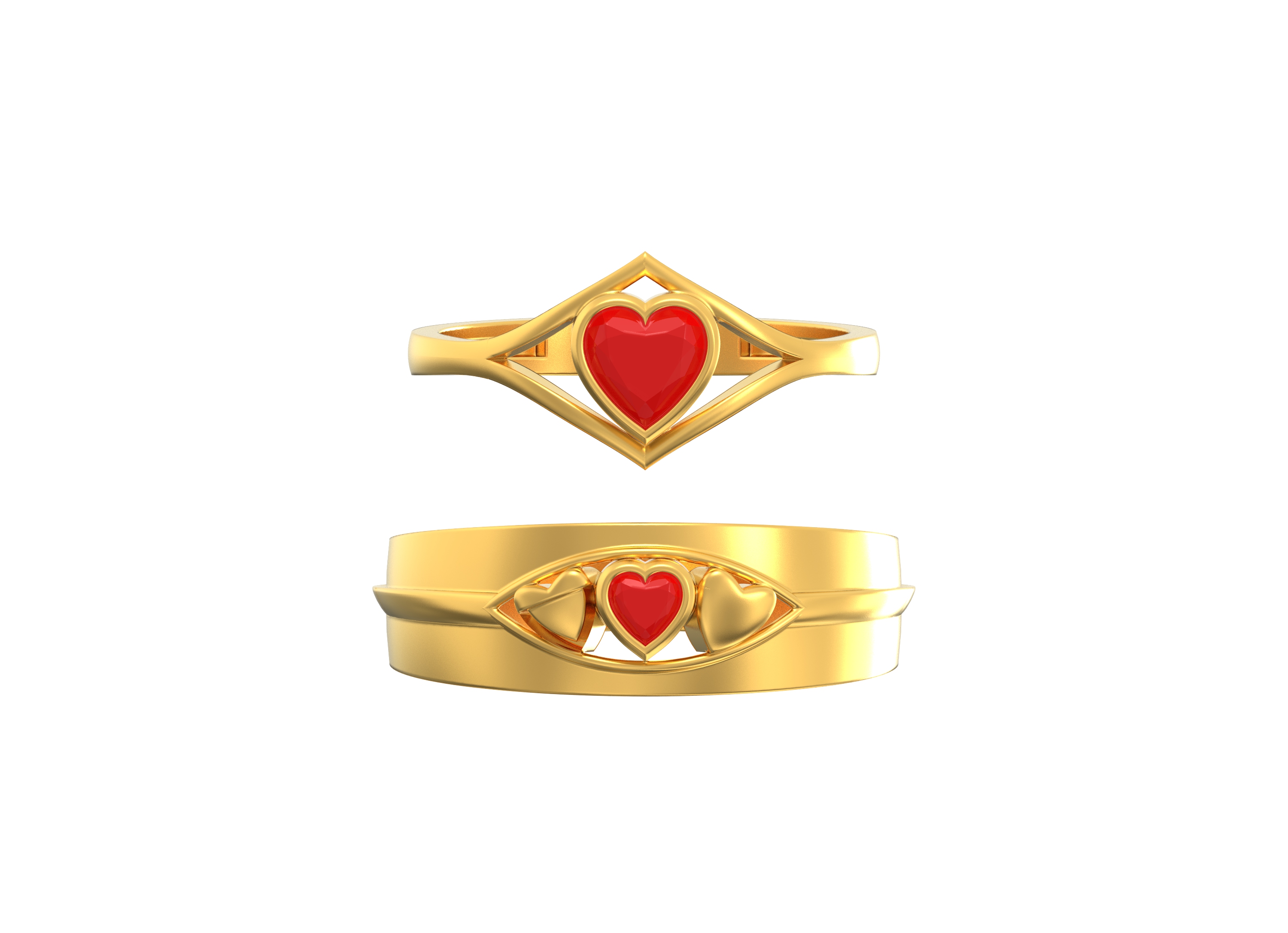 Heart-shaped-Couples-stone-Gold-Ring