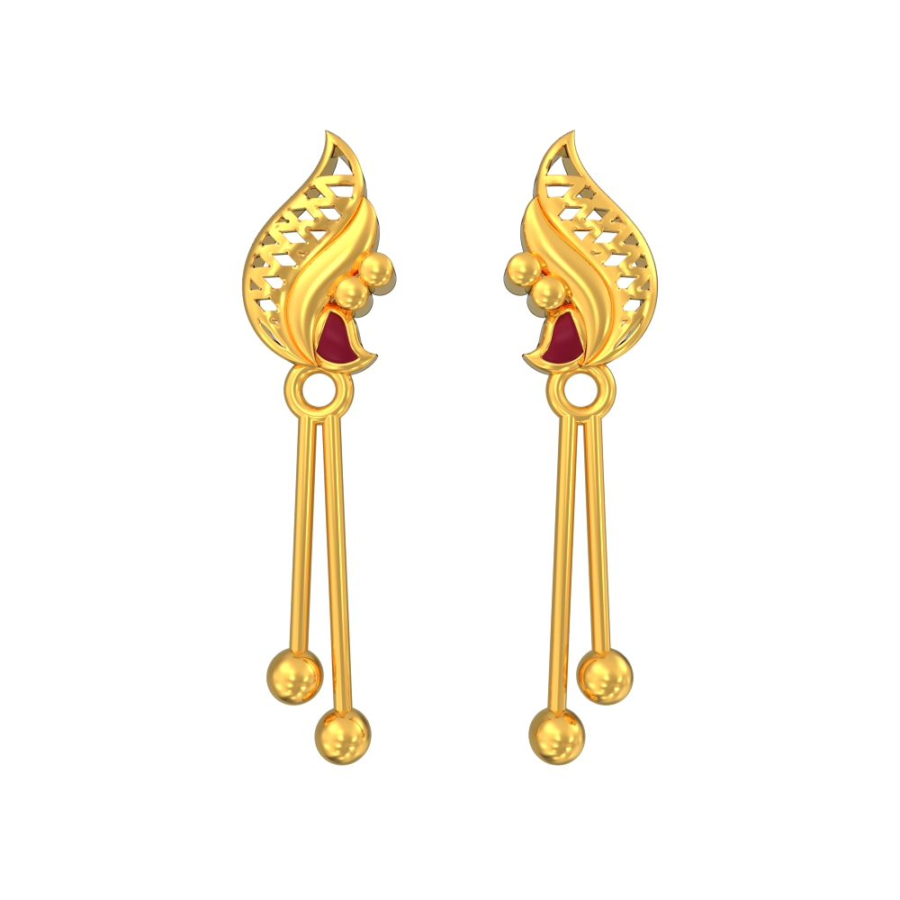 Dual Tone Leaf Design Stud Earrings for Girls and Women