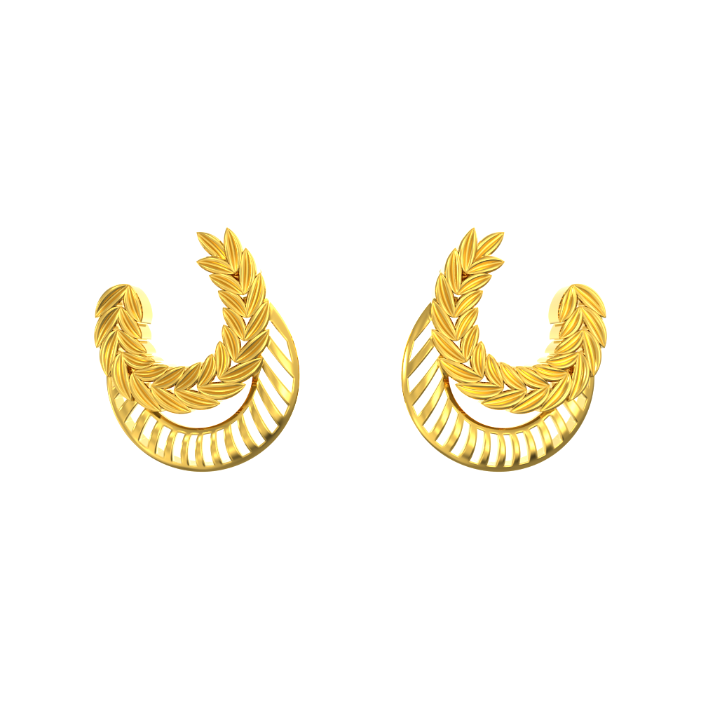 Leaf Design Gold Earrings