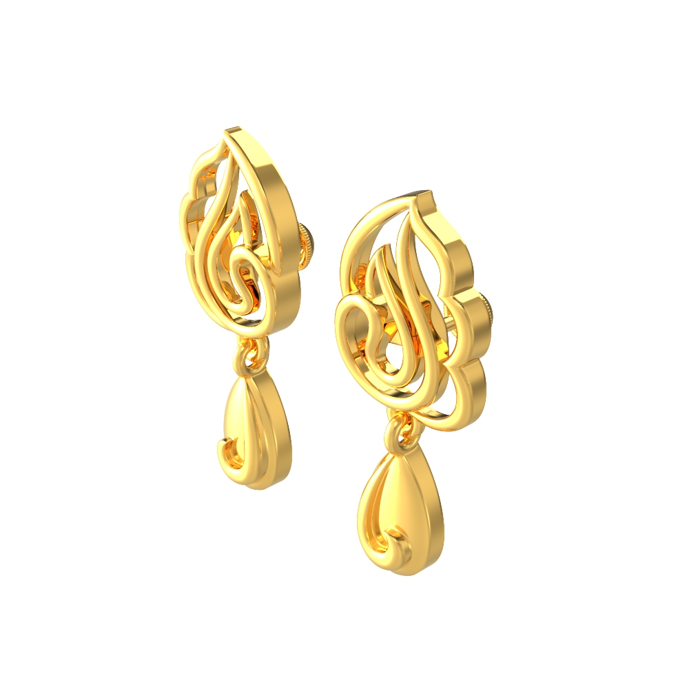 Light Weight Drop Gold Earring