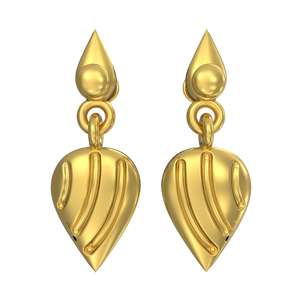 Long Leaf Gold Earrings