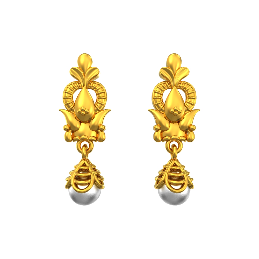 Nature Floral Design Gold Earring