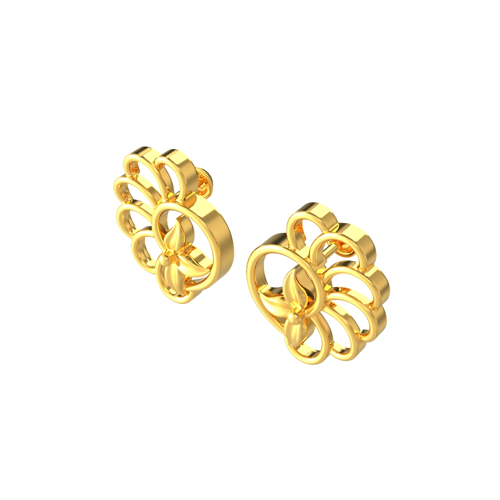 Nature Flower And Curve Cute Gold earring