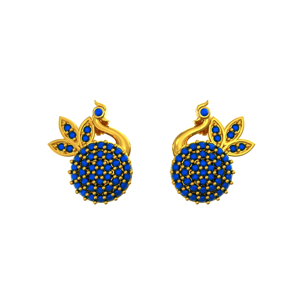 Peacock Design Cocktail Gold Earring