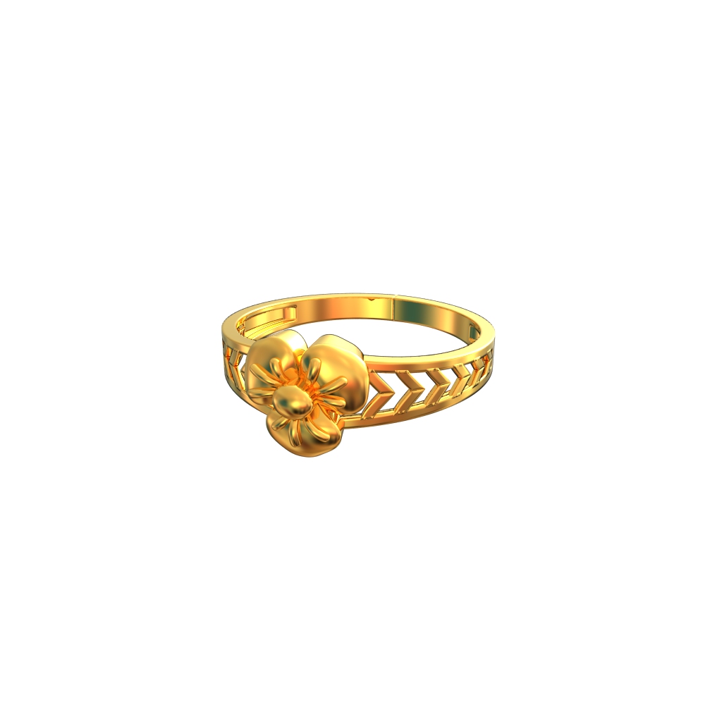 Plain Gold Pretty Floral Ring