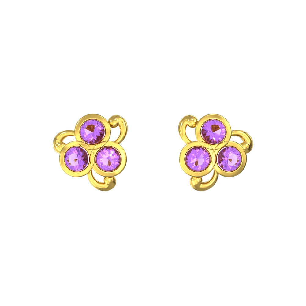 14k Gold Purple Amethyst Oval Stud Earrings for Women | 7x5mm February  Birthstone Earrings | Yellow Gold Amethyst Earrings for Women | Amethyst  Gold Earrings by MAX + STONE - Walmart.com