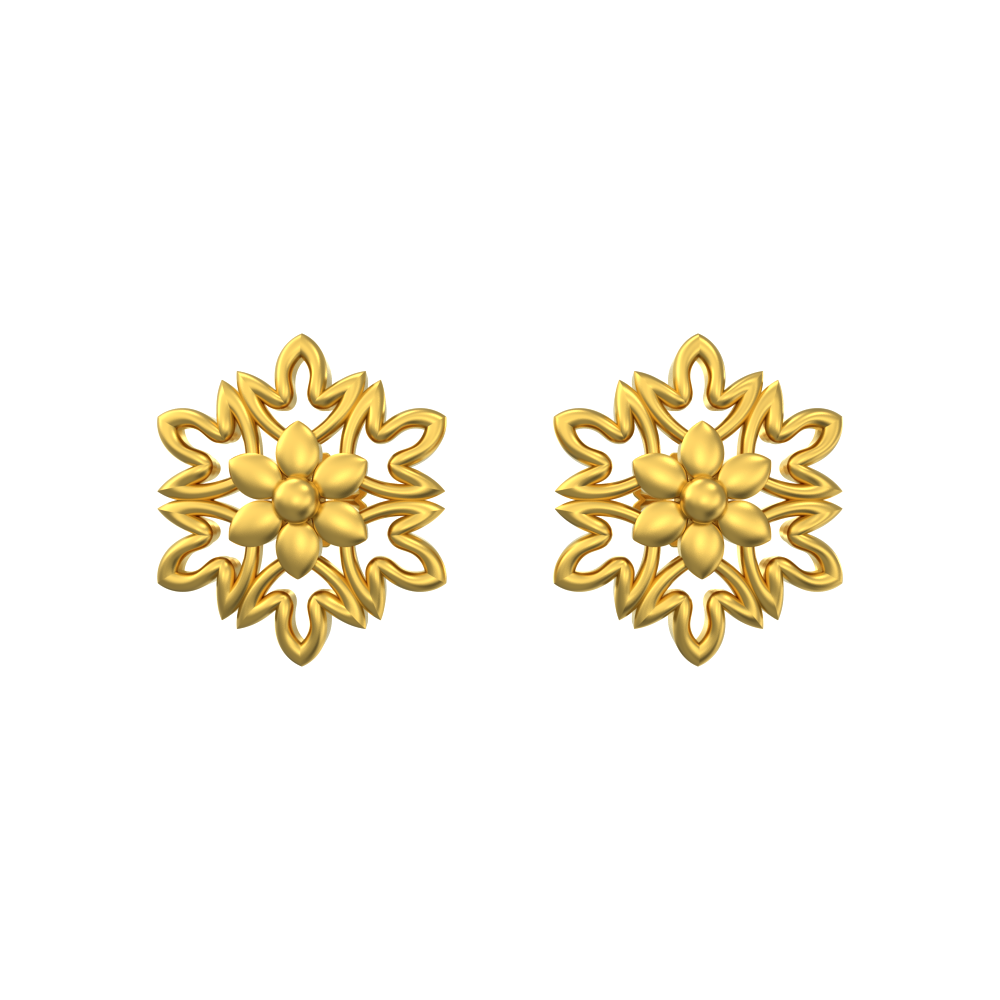 Round Flower Gold Earring