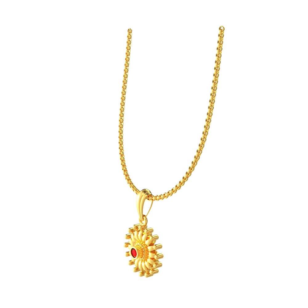 Red Stone Flower Gold Pendant