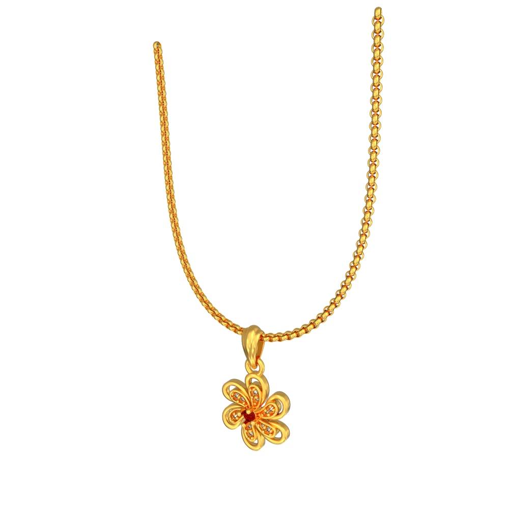 Stone Gold Flower Pendant Gold