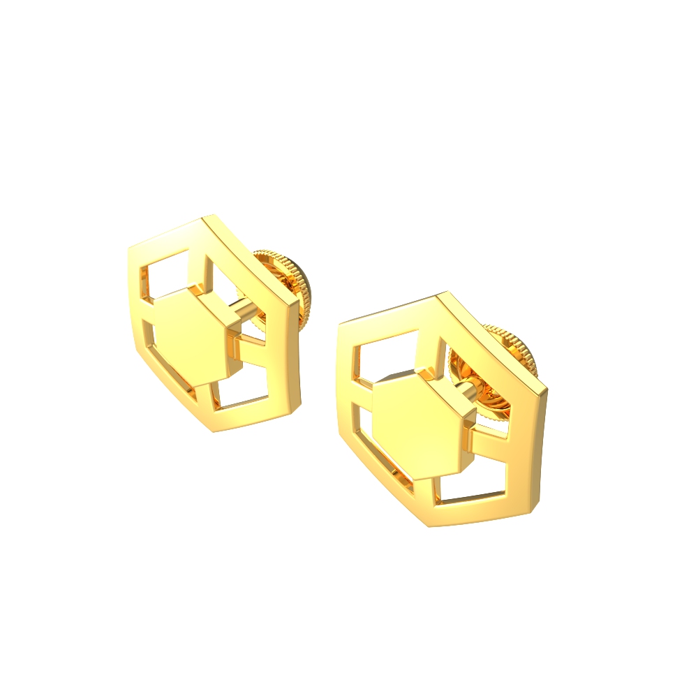 Stunning Gold Geometric Design Gold Earring