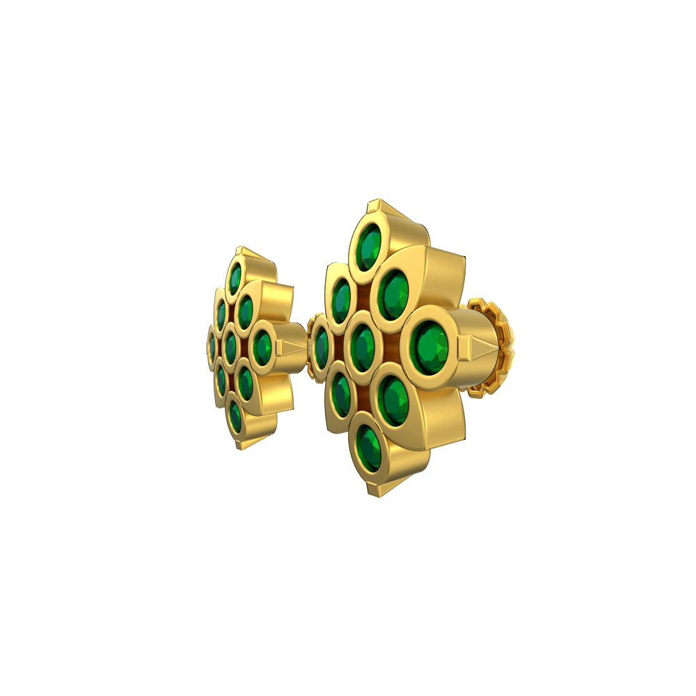 Stunning Green Floral Gold Studs Chennai