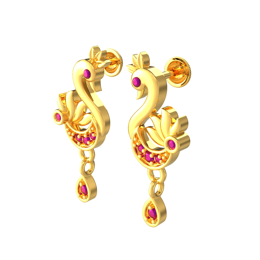 Ethereal Gold Women Casting Peacock Earring