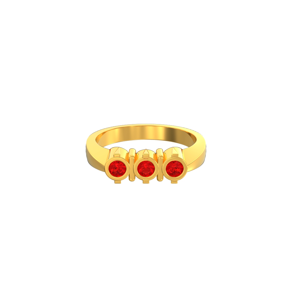 Tri Stone Circle Gold Ring