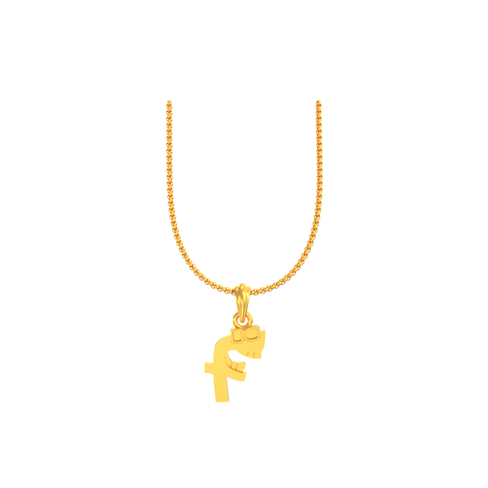 22k Cute F Letter Gold Pendant