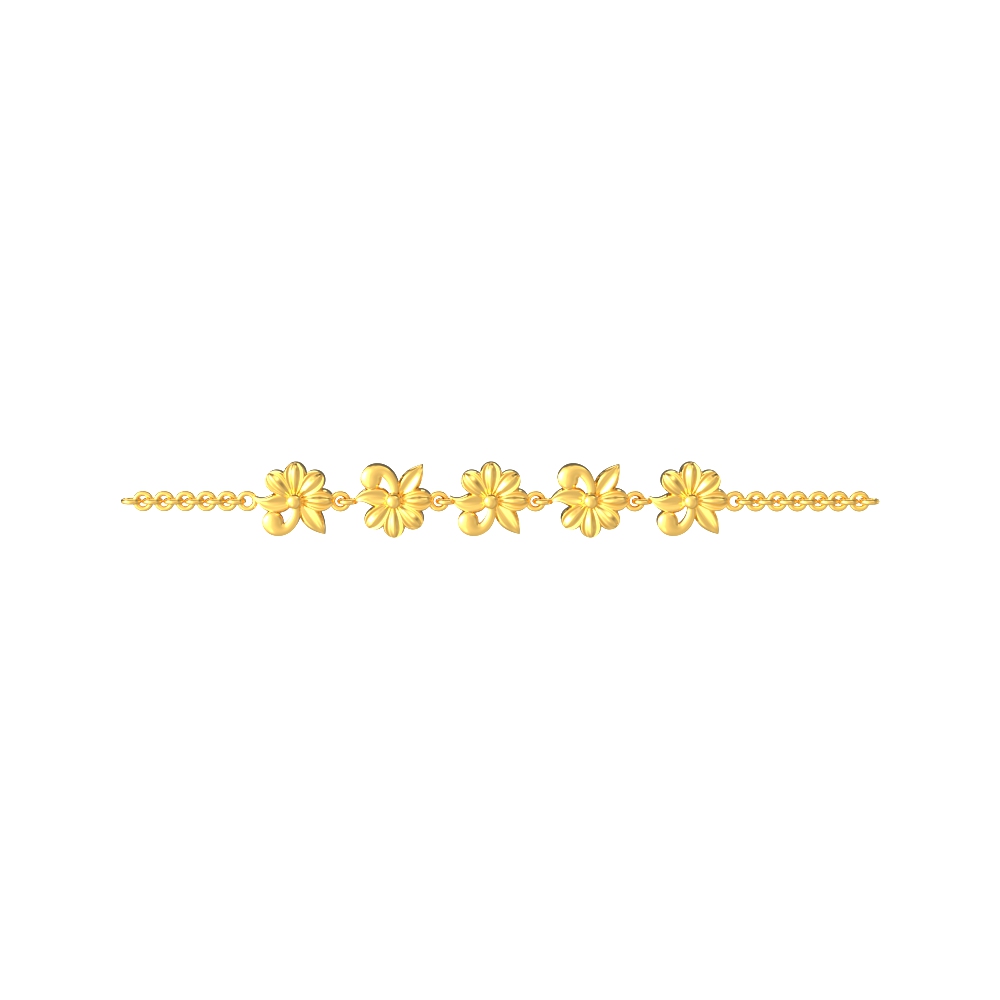 Round Golden Flower Diamond Bracelet - PC Chandra Jewellers