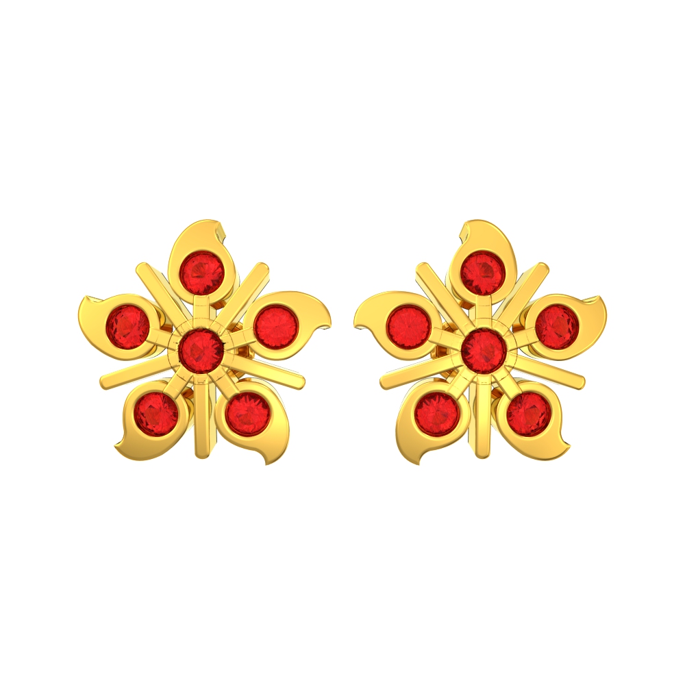 Classic-Floral-Design-Gold-Stone-Stud