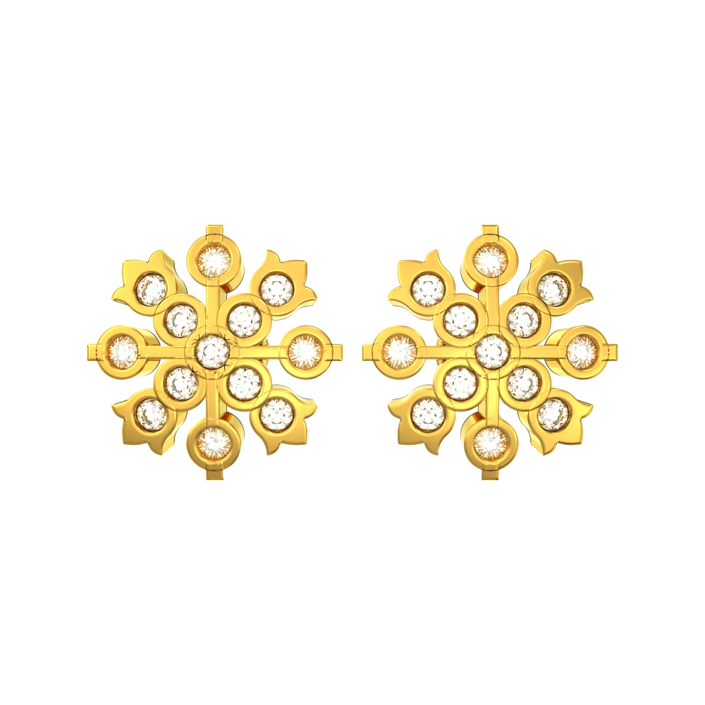 Classic-Octa-Petal-Design-Gold-Stone-Stud