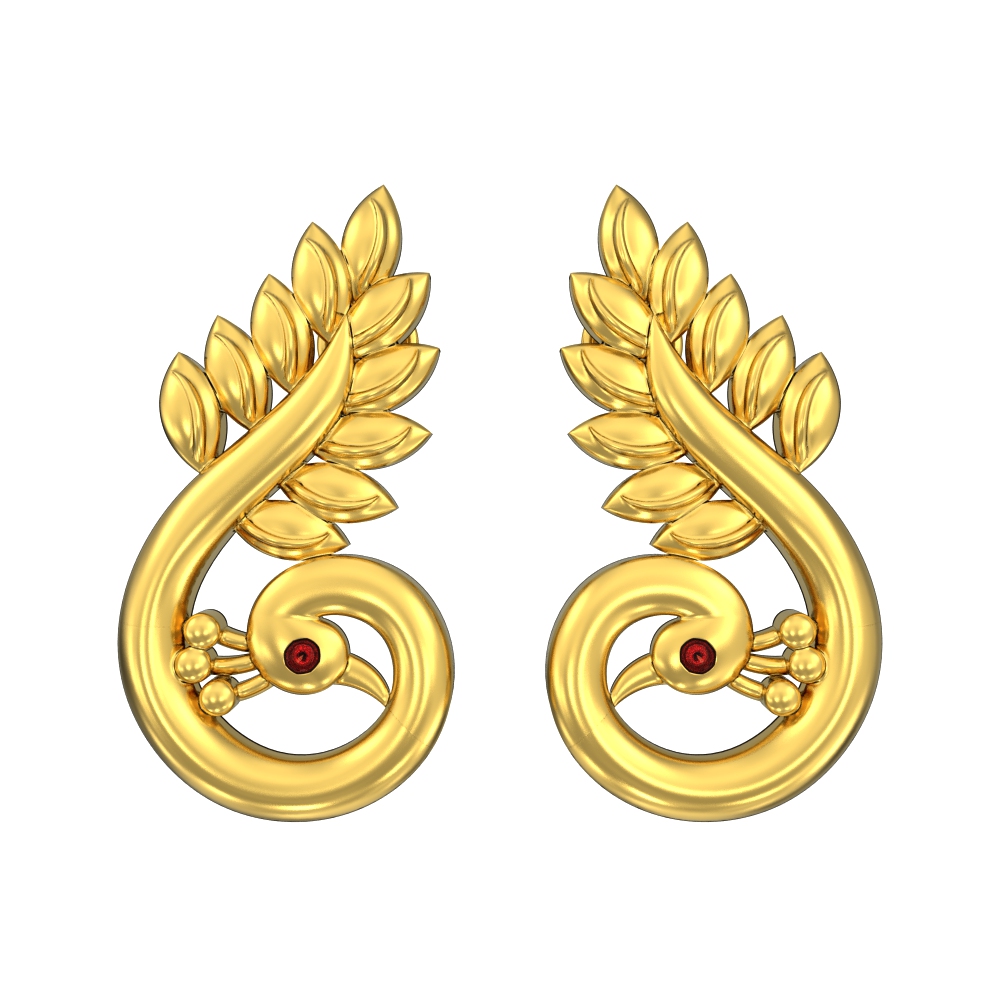 Buy Attractive Fancy Peacock Gold Earrings | GRT Jewellers