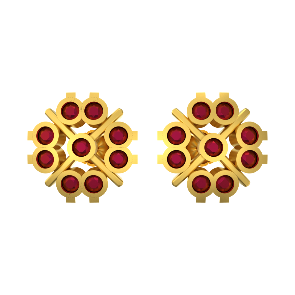 Dual Stone Cocktail Gold Earrings