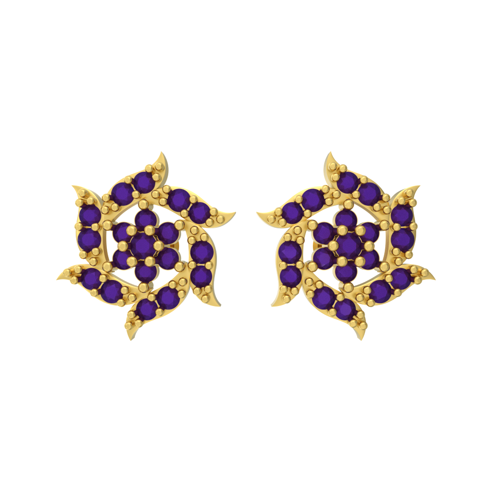 Floral-Chakra-Design-Stone-Gold-Stud