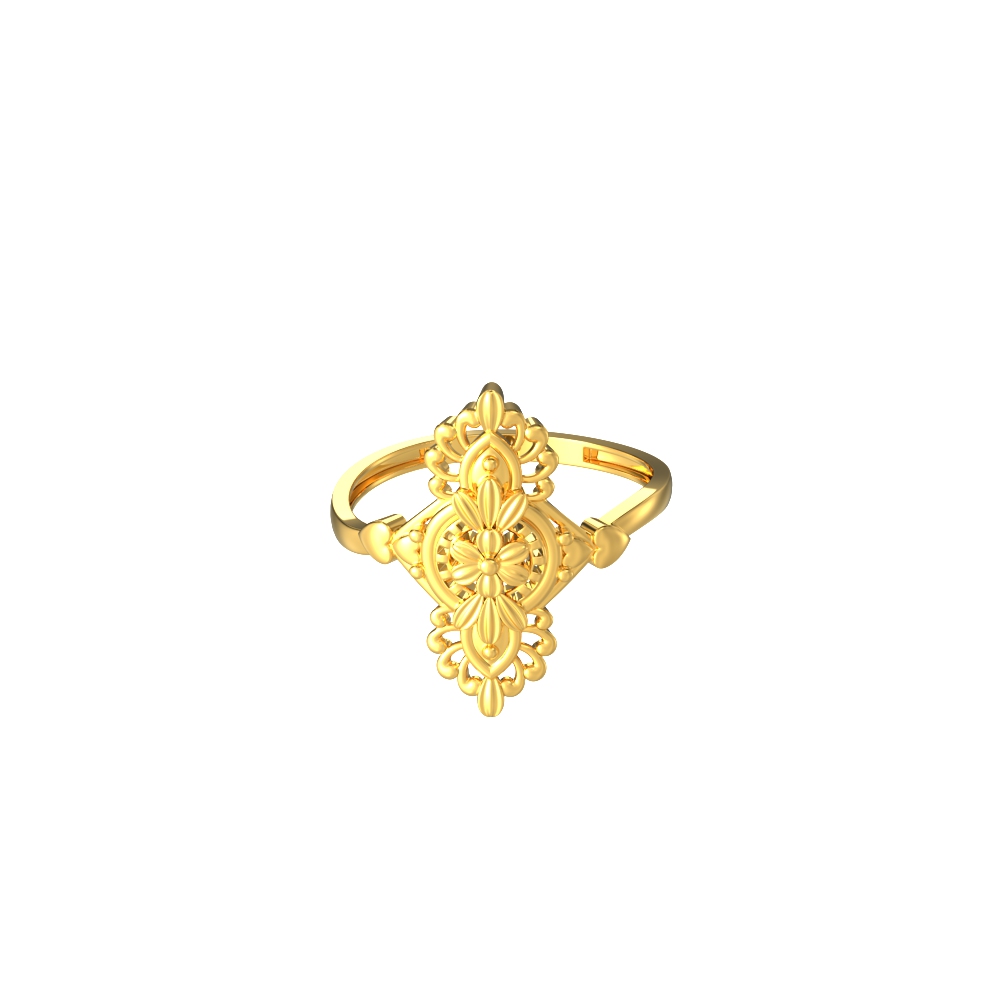 Floral Gold Burfi Ring