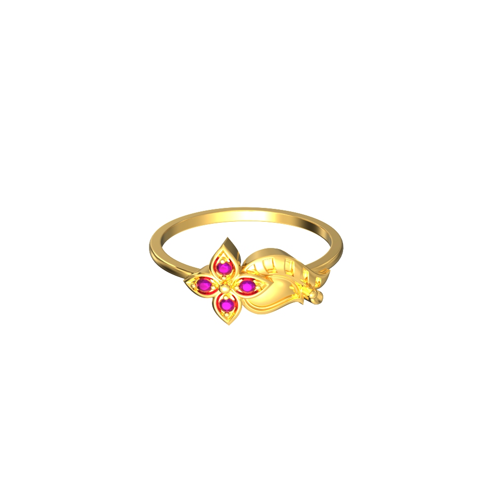 Floral Stone Gold Ring