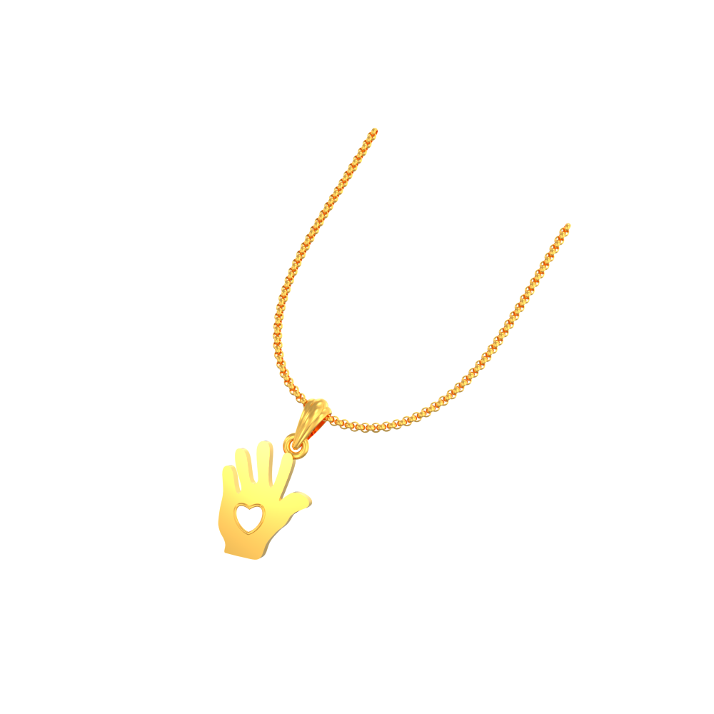 Handprint Necklace Charm Gold Pendant