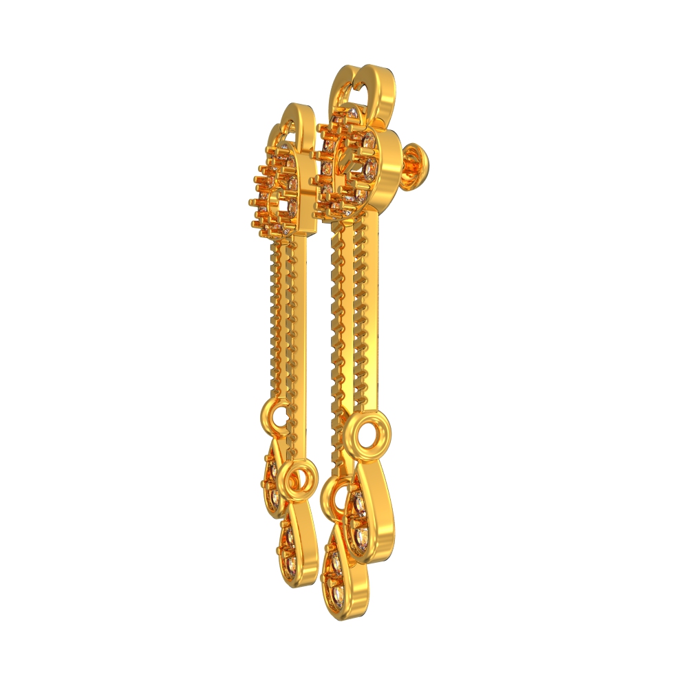 Hearty Petals Chain Drop Gold Earrings Chennai