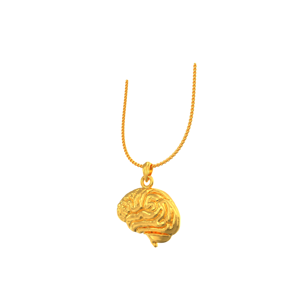 Human Brain Shape Gold Pendant