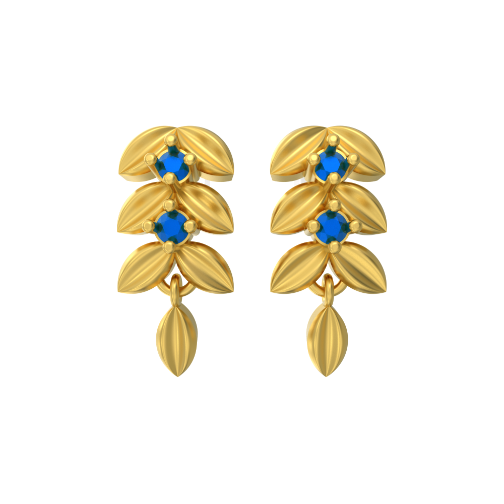 Leaves-Stack-Gold-Earrings-with-Stone