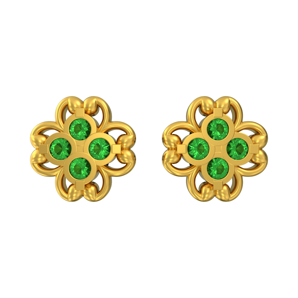 SPE Gold -Golden Green Stone Studs