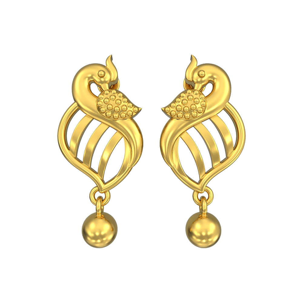 SPE-Gold- Elegant-Peacock-design-Gold-Stud-Drops