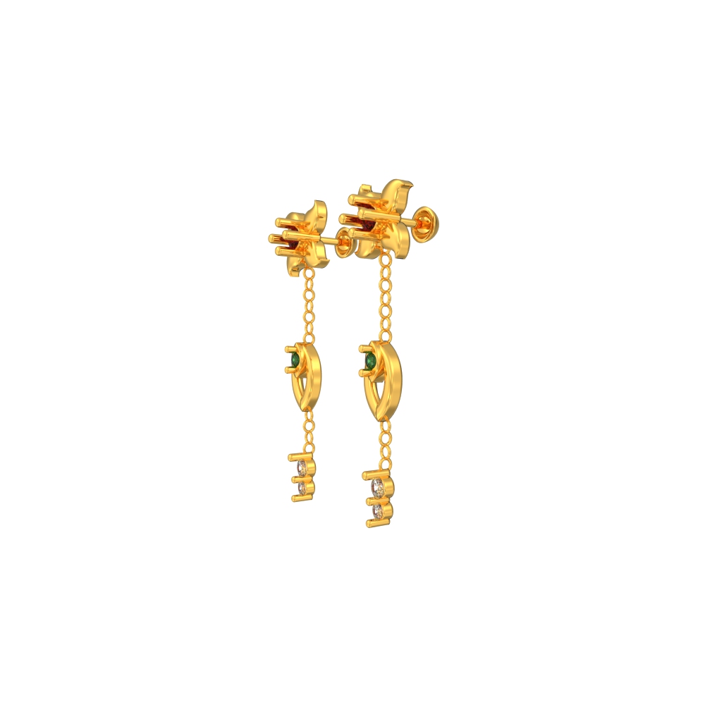 Sleek-Floral-Design-Gold-Earrings