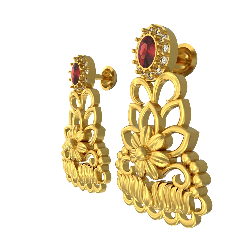 Sparkling Wedding Gold Earrings Chennai