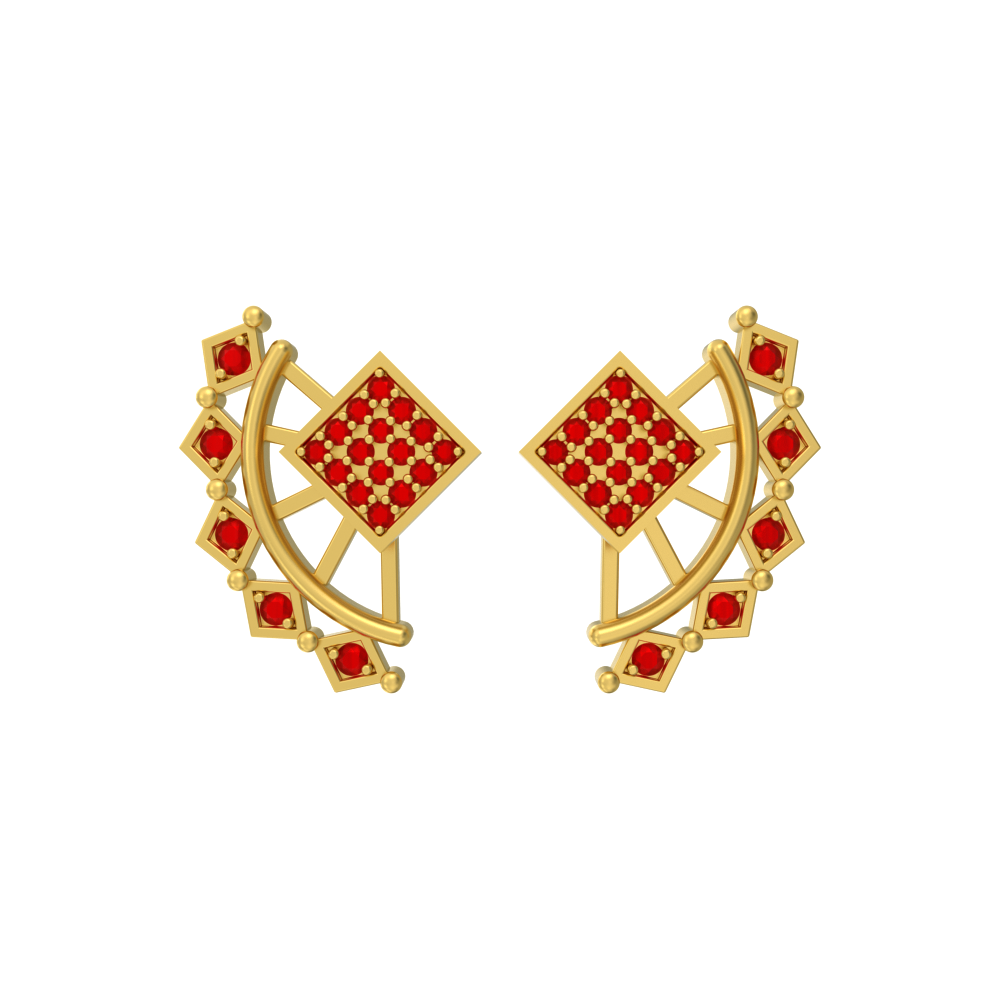 Square Shaped Gold Earring