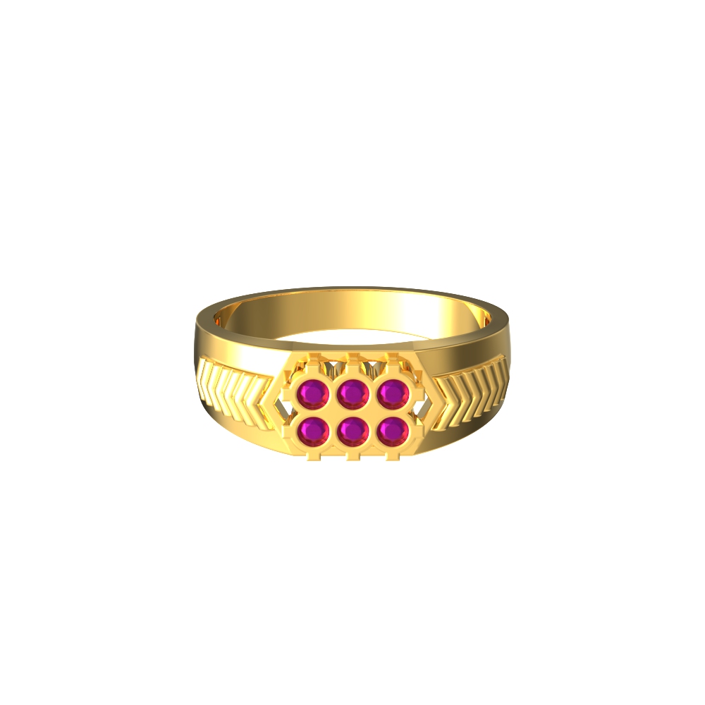 Stone Studded Geometric Gold Ring