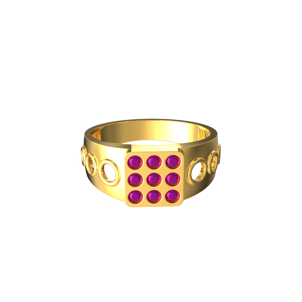 Stone Studded Mens Gold Ring