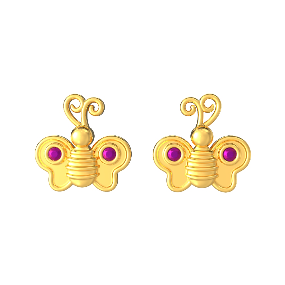 Tiny Butterfly Gold Hoops Earring