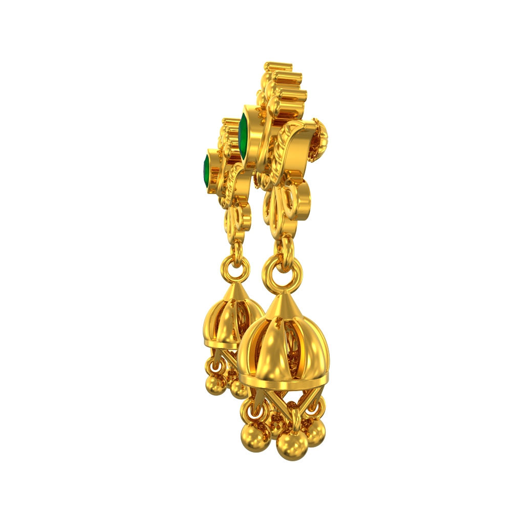 Traditional Leafy Design Gold Earrings Chennai