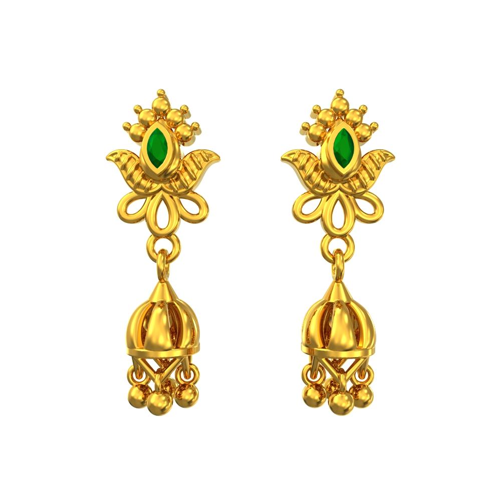 Traditional Leafy Design Gold Earrings