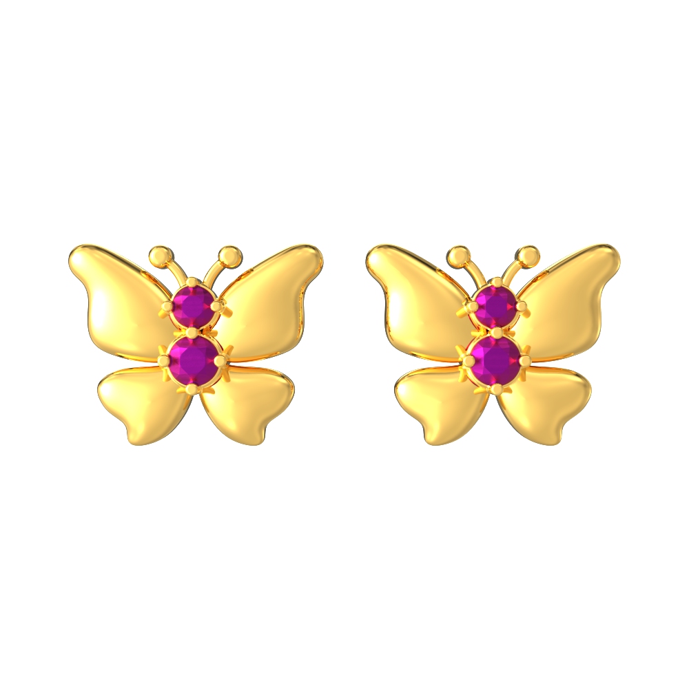 Trendy Customized Butterfly Gold Studs