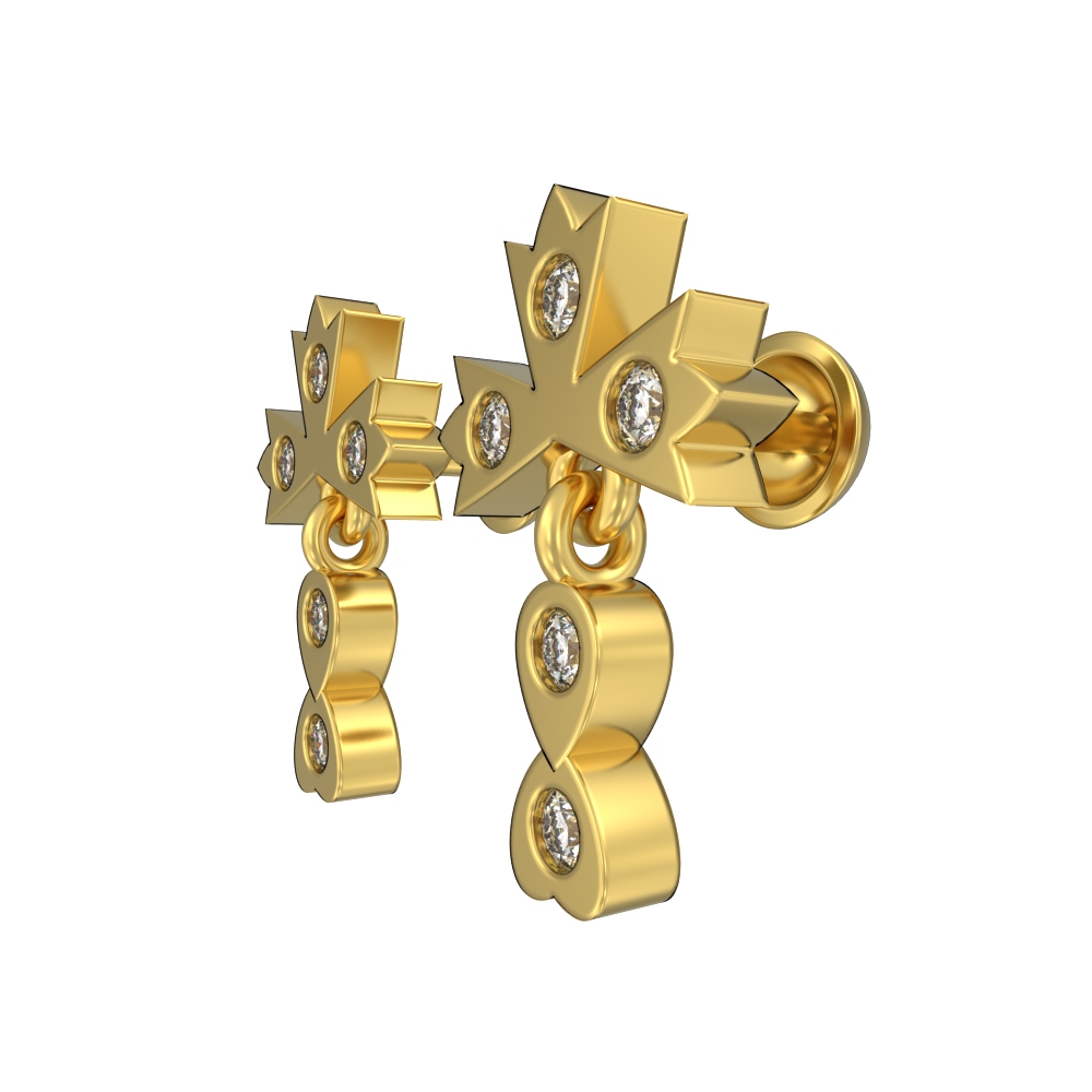 Yellow Gold Cross Earrings chennai